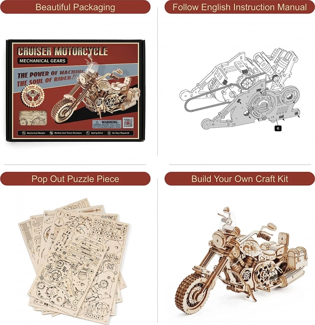 Puzzle 3D in Legno Cruiser Motorcycle 420 Pezzi