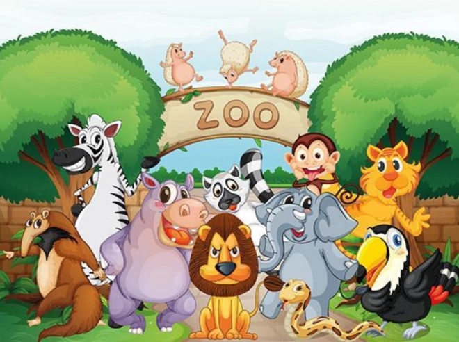 Puzzle in legno Benvenuti allo ZOO 100 pezzi