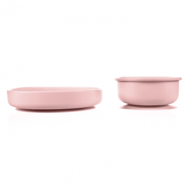 Set per la pappa in silicone per bambini rosa antico