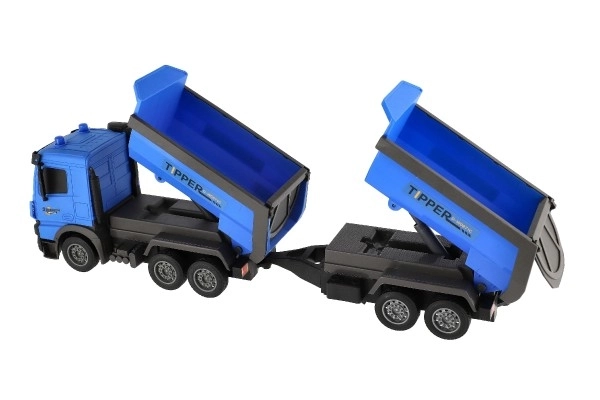 Camioncino con rimorchio in plastica 50cm a inerzia in blister