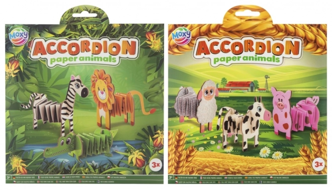 Animali di carta fisarmonica pieghevole domestici/giungla