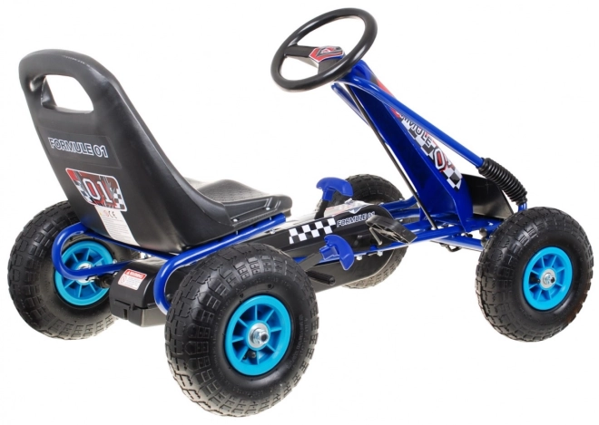 Gokart a pedali per bambini verde con sedile regolabile – blu