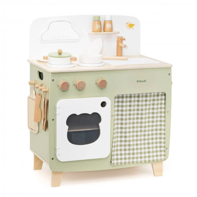 Cucina in legno con accessori