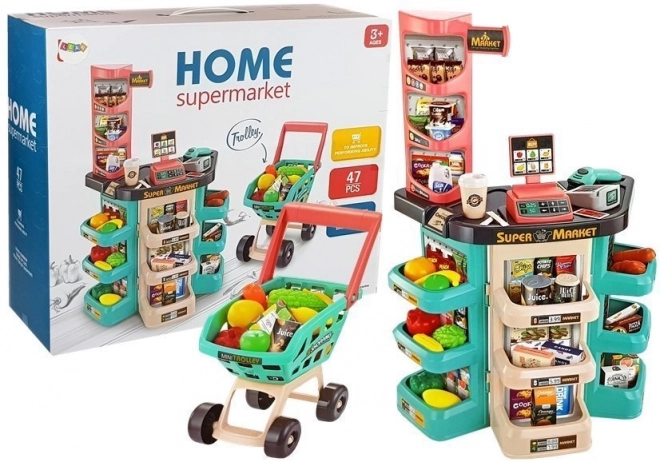 Set Supermercato Cestino con Bilancia e Lettore Schede
