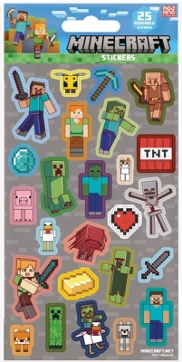 adesivi Minecraft grigi, 25 pz