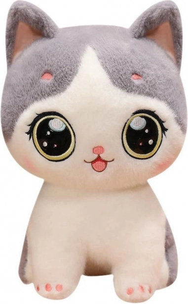 Giocattolo di peluche, gattino grigio-bianco 21cm