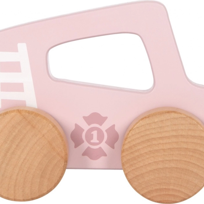 Auto rosa in legno da spingere