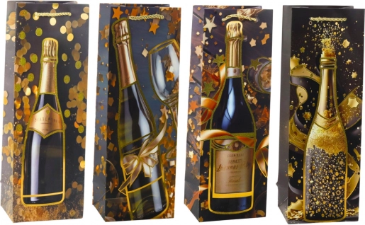 Borsa regalo di carta per bottiglia di champagne 35 × 12 × 9 cm