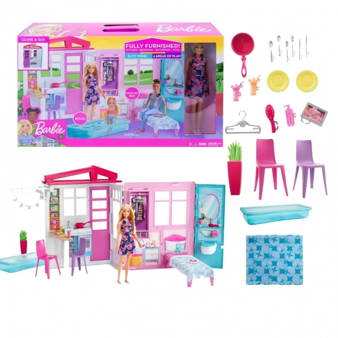 Casa delle Bambole Barbie con Accessori e Bambola