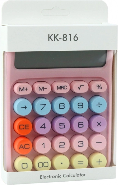 Calcolatrice a batteria rosa per ufficio e scuola