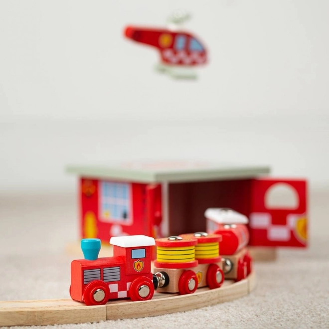 Treno dei Pompieri Bigjigs Rail con 3 Binari