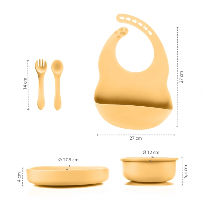 Set da pranzo per bambini in silicone, beige sabbia