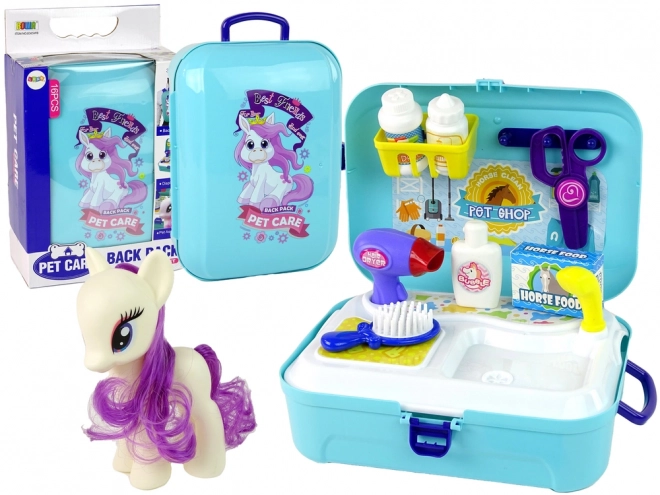 Set per Cura degli Animali Pony in Zaino