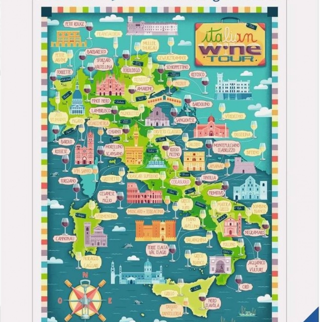 Puzzle Mappa d'Italia - Tour Vinicolo Italiano 1000 pezzi