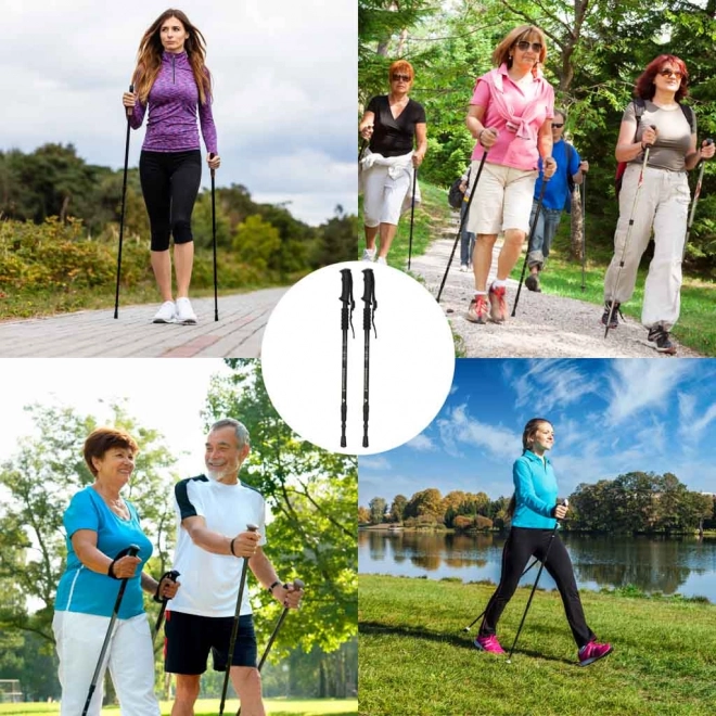Bastoncini da trekking pieghevoli Nordic Walking, neri, 2 pezzi