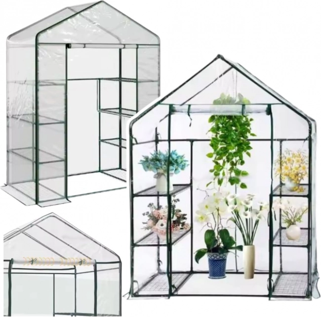 Serra da giardino in miniatura con telo in PVC e 4 ripiani