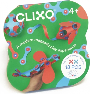 Gioco di costruzione magnetico Clixo Itsy Flamingo e Turchese