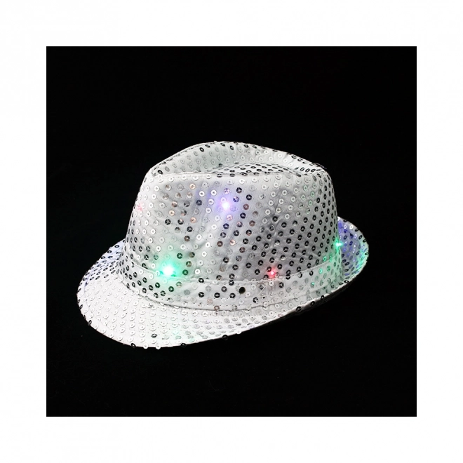 Cappello da discoteca argentato con LED per adulti