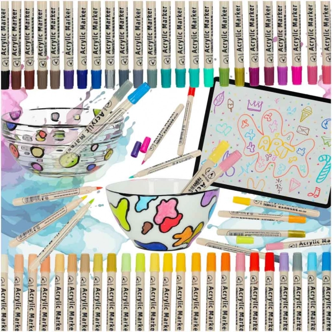 Marker acrilici impermeabili per tessuti e pietre, set di 48 pezzi