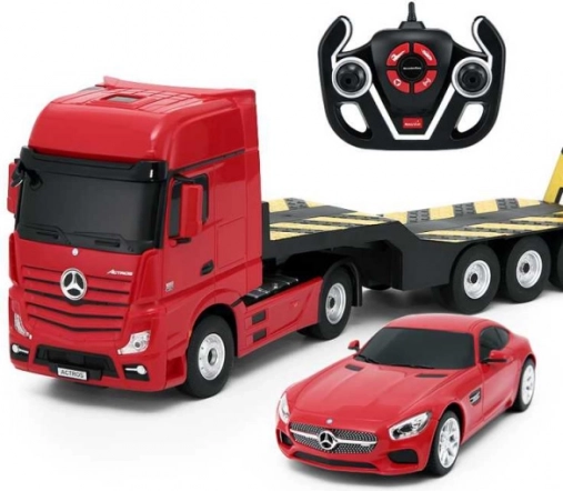 camion rc mercedes-benz actros con semirimorchio e mercedes-benz amg gt