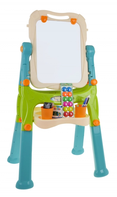 Tabellone 2 in 1 magnetico e cancellabile per bambini con accessori e sgabello