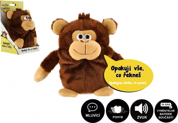 Scimmietta di peluche Tonička che ripete le frasi 18 cm con suono