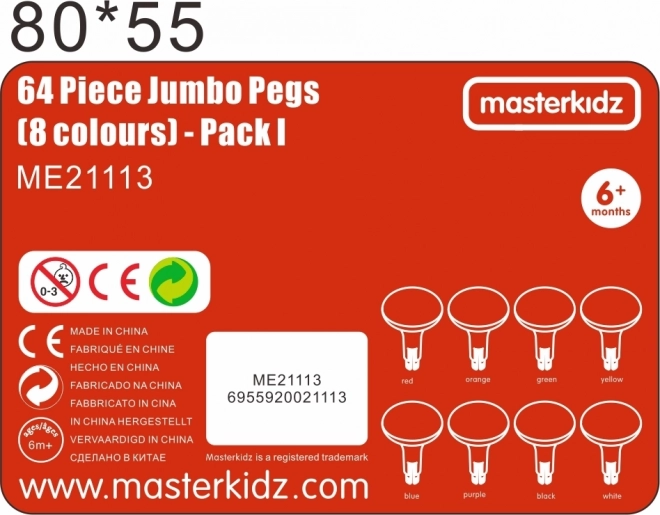 Jumbo chiodini colorati Masterkidz per lavagna STEM 64 pezzi - 8 colori