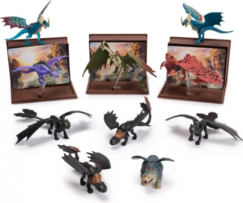 mini figure di draghi con carte nel libro dei draghi DRAGON TRAINER