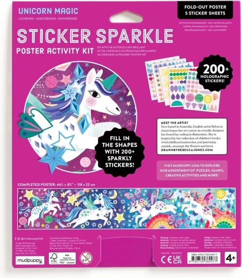 Set di adesivi scintillanti con Unicorni Magici