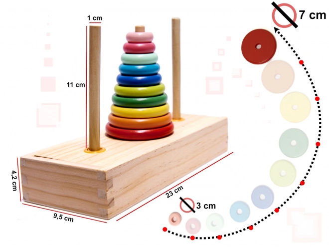 Piramide di legno con base torre sorter arcobaleno