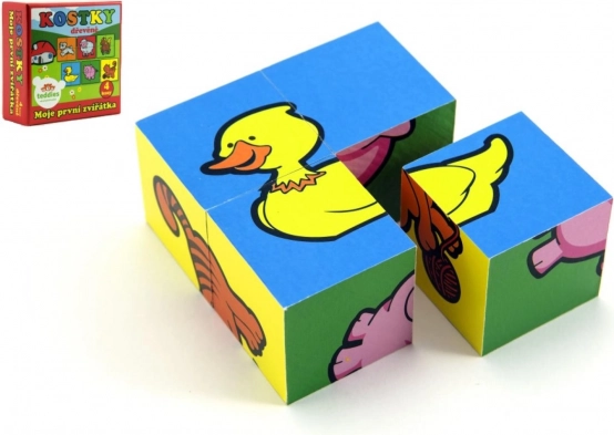 cubi di legno con immagini i miei primi animali 4 pz TEDDIES