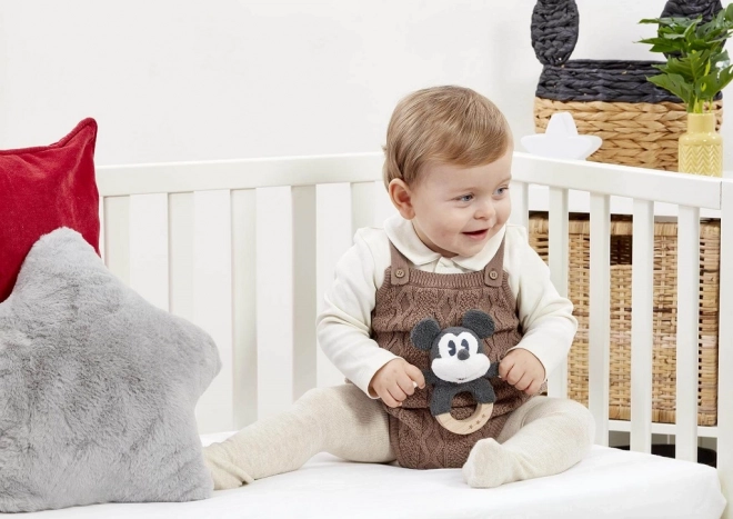 Sonaglio in legno e peluche Mickey Mouse