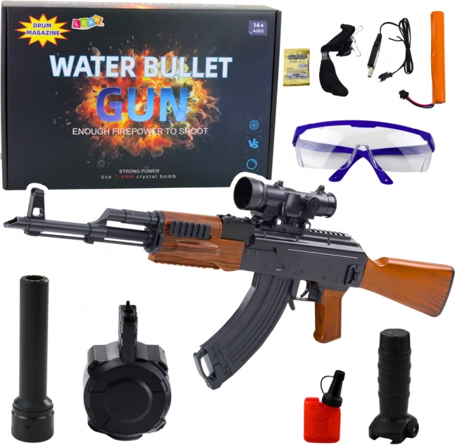 Carabina a palline d'acqua con accessori e occhiali protettivi