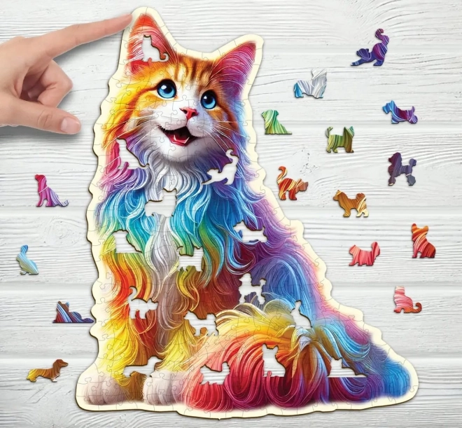 Puzzle di legno Gatto Colorato 250 pezzi