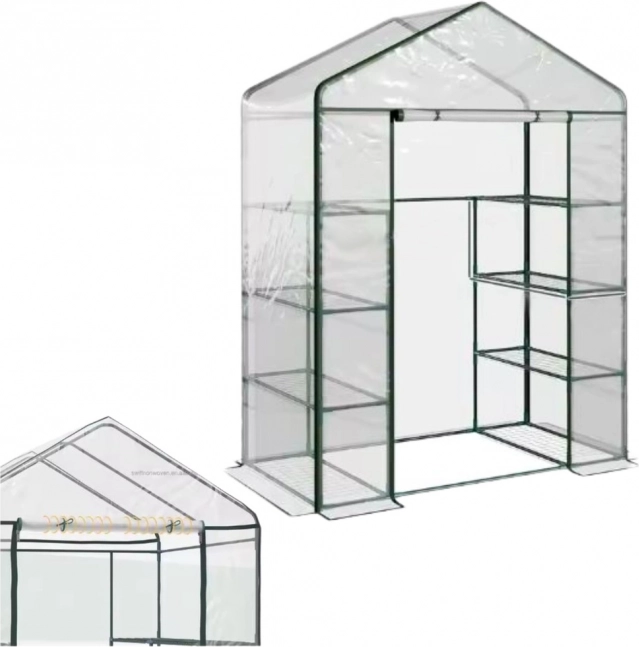 Serra da giardino in miniatura con telo in PVC e 4 ripiani