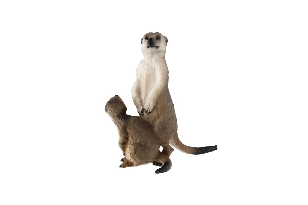 Suricata con cucciolo in plastica scura 8 cm