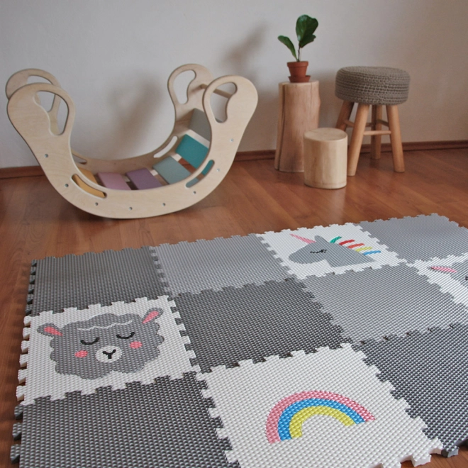 Design grazioso con unicorno e arcobaleno