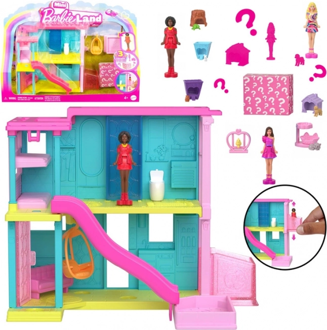 Mattel Mini Barbie Land casetta con bambolina, animaletto e accessori