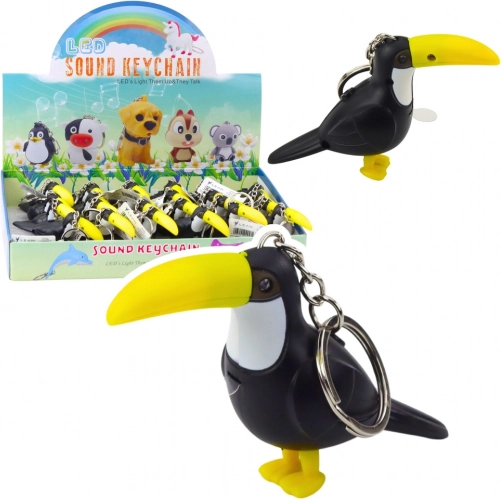 Portachiavi tucano con torcia LED e suono