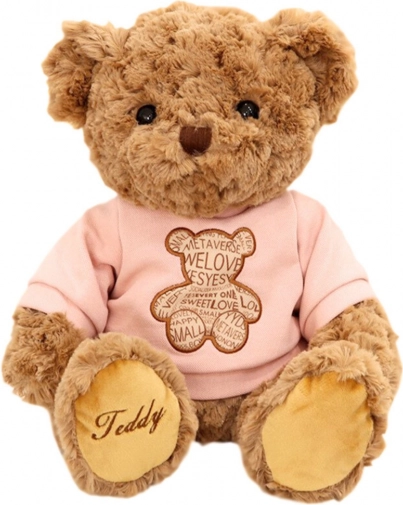 Orsetto di Peluche con Maglietta Rosa Marrone 30cm