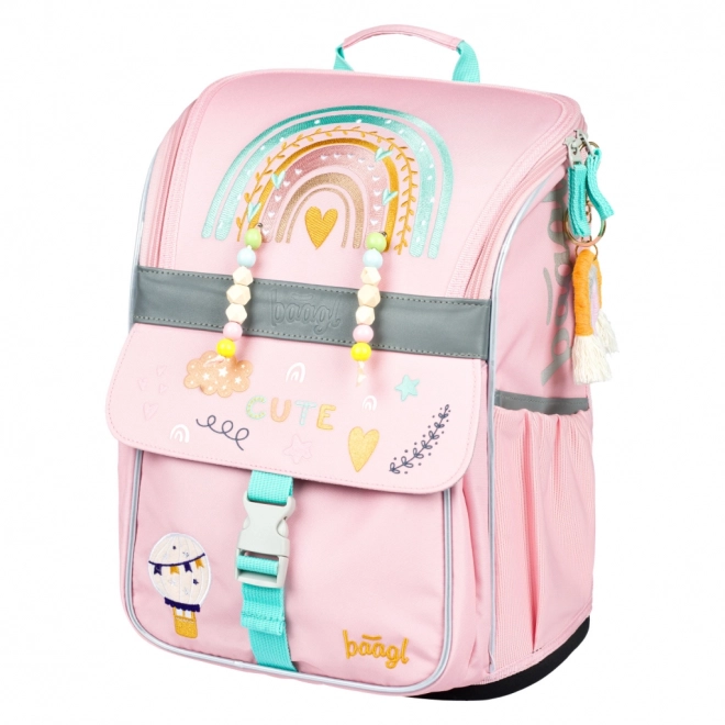 BAAGL Cartella scolastica Zippy Arcobaleno rosa
