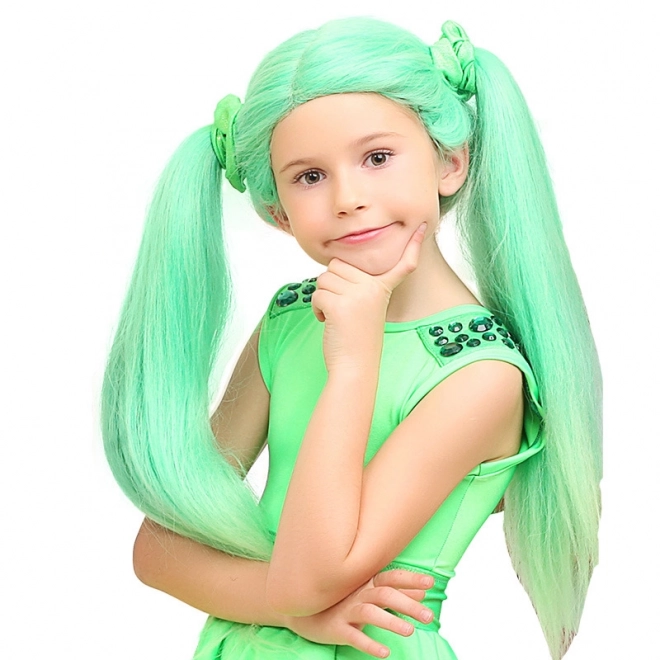 Parrucca verde Lollipopz – Verde chiaro con codini