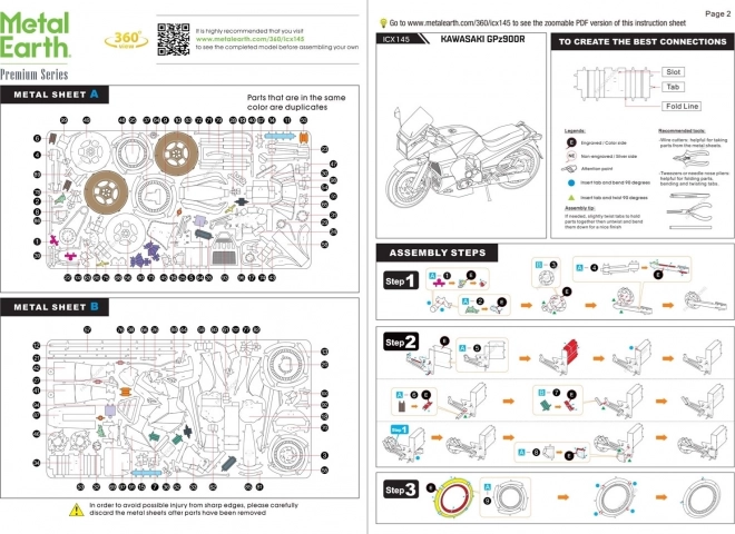 Puzzle 3D Metal Earth Kawasaki Ninja GPz900R