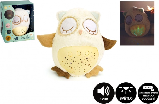 Pupazzo nanna in peluche a forma di gufetto con proiettore e ninnananne