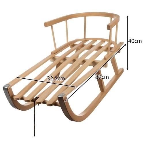 Slitta di legno con schienale