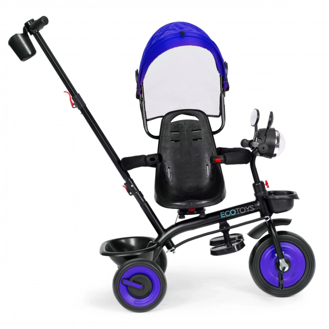 Triciclo passeggino 3 in 1 per bambini con sedile girevole e capottina