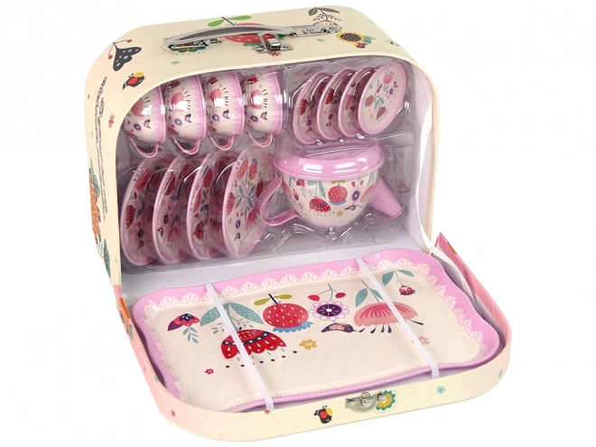 Set da Té e Caffè in Valigetta Motivi Rosa