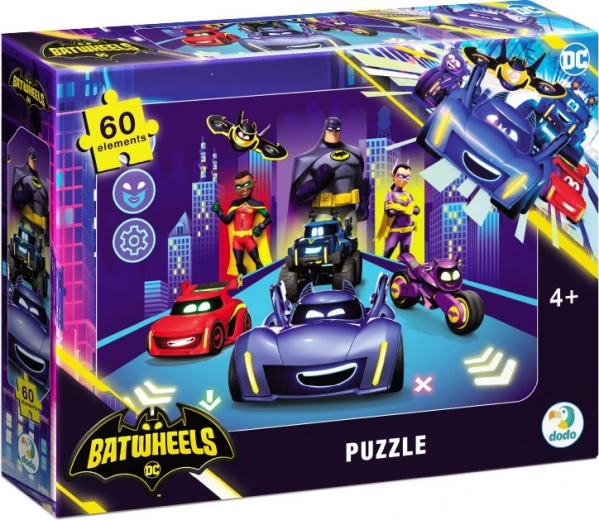 Puzzle DODO Batwheels: Corsa Notturna 60 Pezzi
