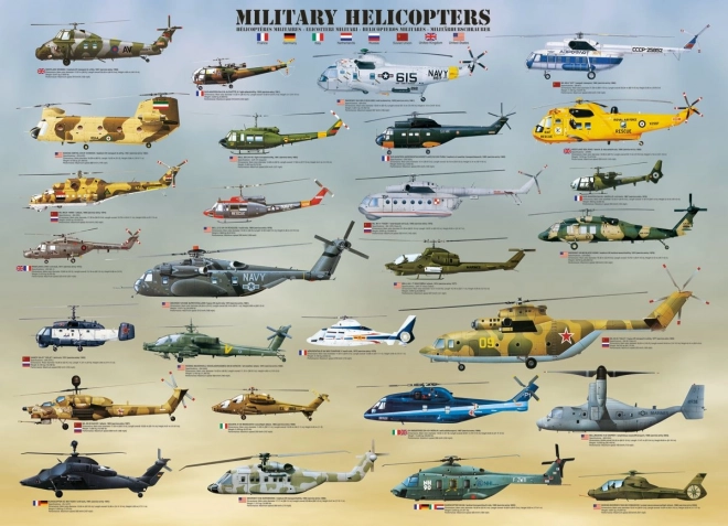 Puzzle Eurographics Elicotteri Militari XL 500 Pezzi