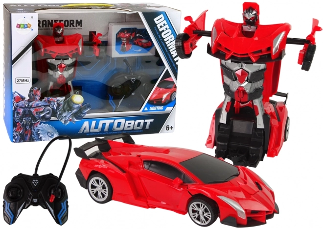 Auto robot trasformatore telecomandato rosso